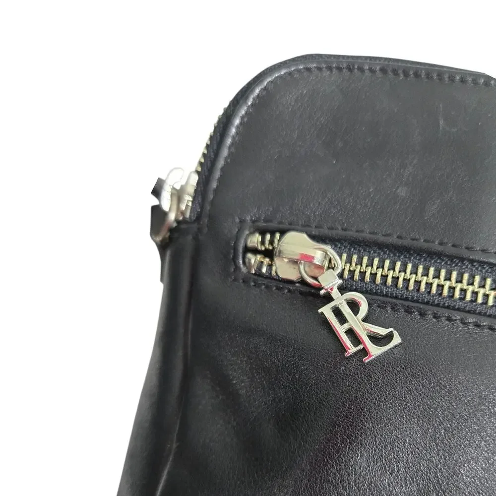 Ralph Lauren Leather Camera Bag Black Crossbody Shoulder Logo Vintage Classic